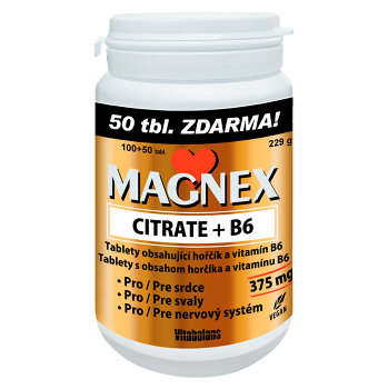 MAGNEX Citrate 375 mg a vitamín B6 100+50 tabliet VÝHODNÉ balenie