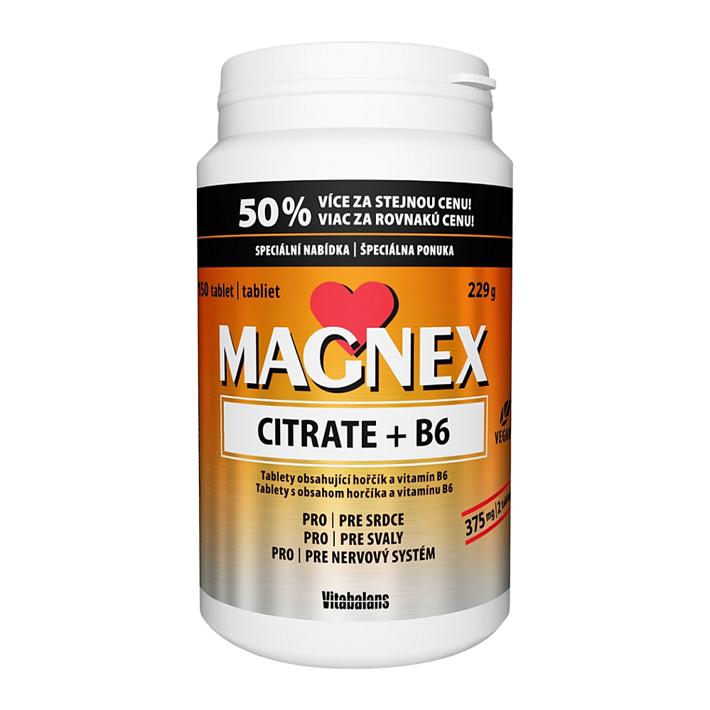 MAGNEX Citrate 375 mg a vitamín B6 100+50 tabliet VÝHODNÉ balenie