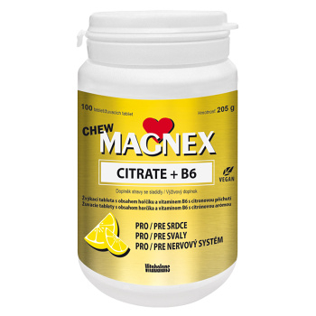 MAGNEX Citrate 375 mg a vitamín B6 100 žuvacích tabliet