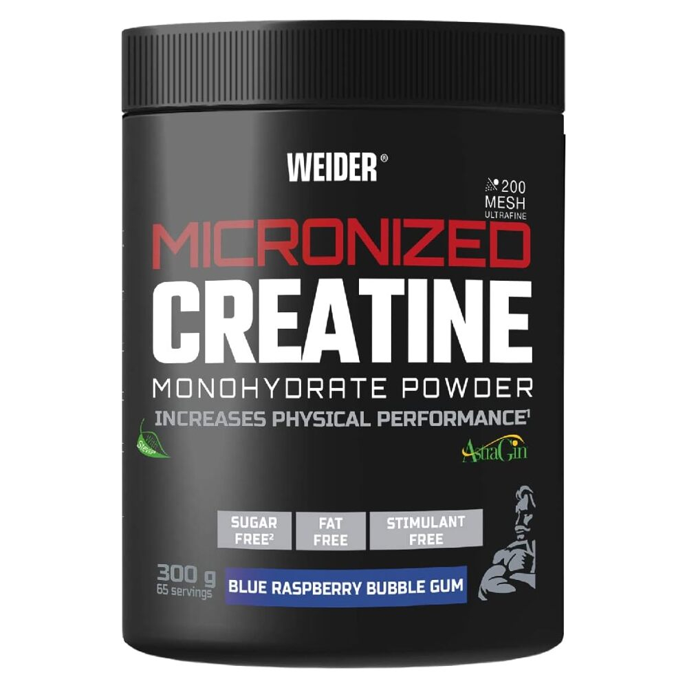 Weider Micronized Creatine podpora športového výkonu a regenerácie príchuť Blue Raspberry Bubble Gum 300 g