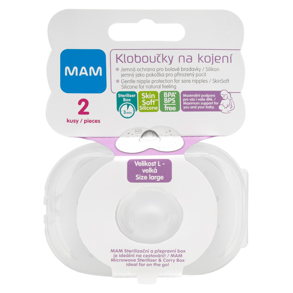 MAM Breastfeeding klobúčiky na dojčenie veľkosť L 23 mm 2 ks