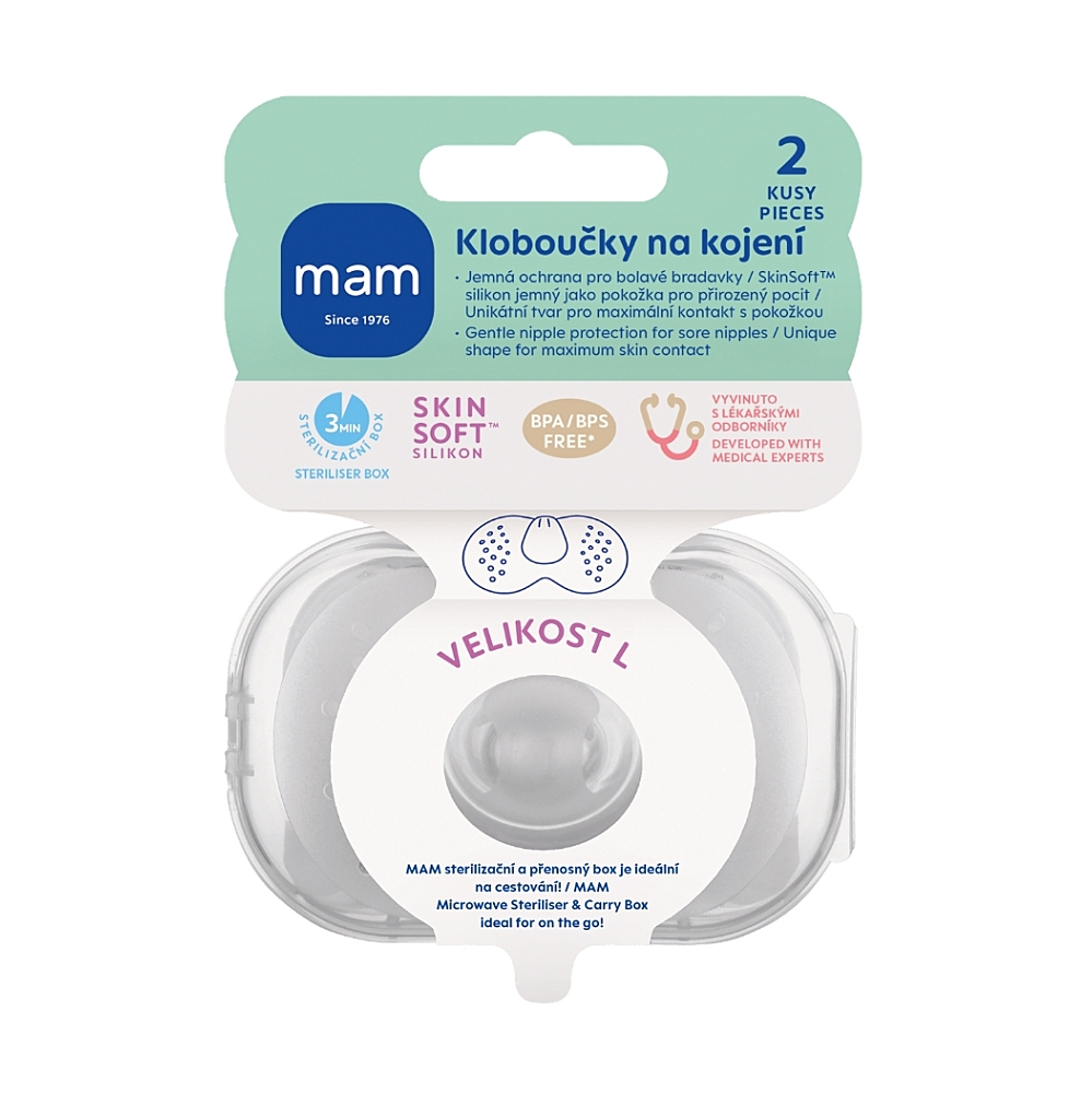 MAM Breastfeeding klobúčiky na dojčenie veľkosť L 23 mm 2 ks