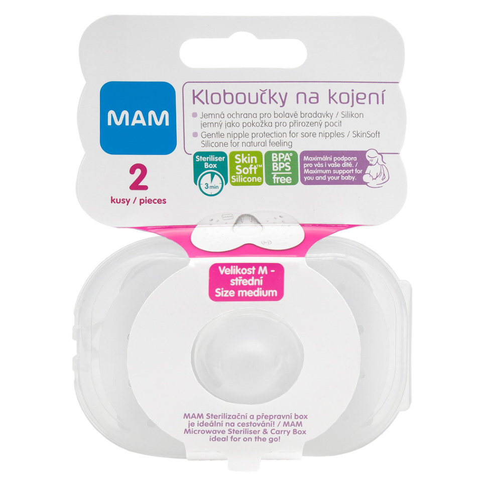 MAM Breastfeeding klobúčiky na dojčenie veľkosť M 20 mm 2 ks