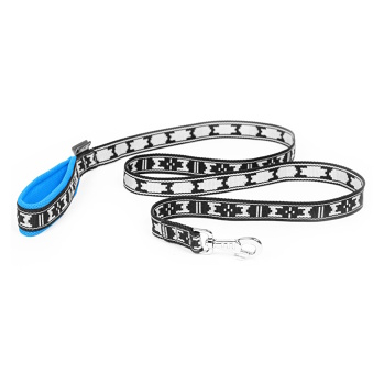 MANMAT Vodítko s polstrovanou rukoväťou alpská modrá-strieborná 180 cm (Obojky, postroje a vodítka pre psov)