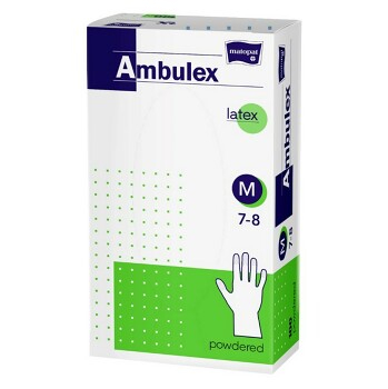 MATOPAT Ambulex rukavice latexové jemne pudrované M 100 kusov