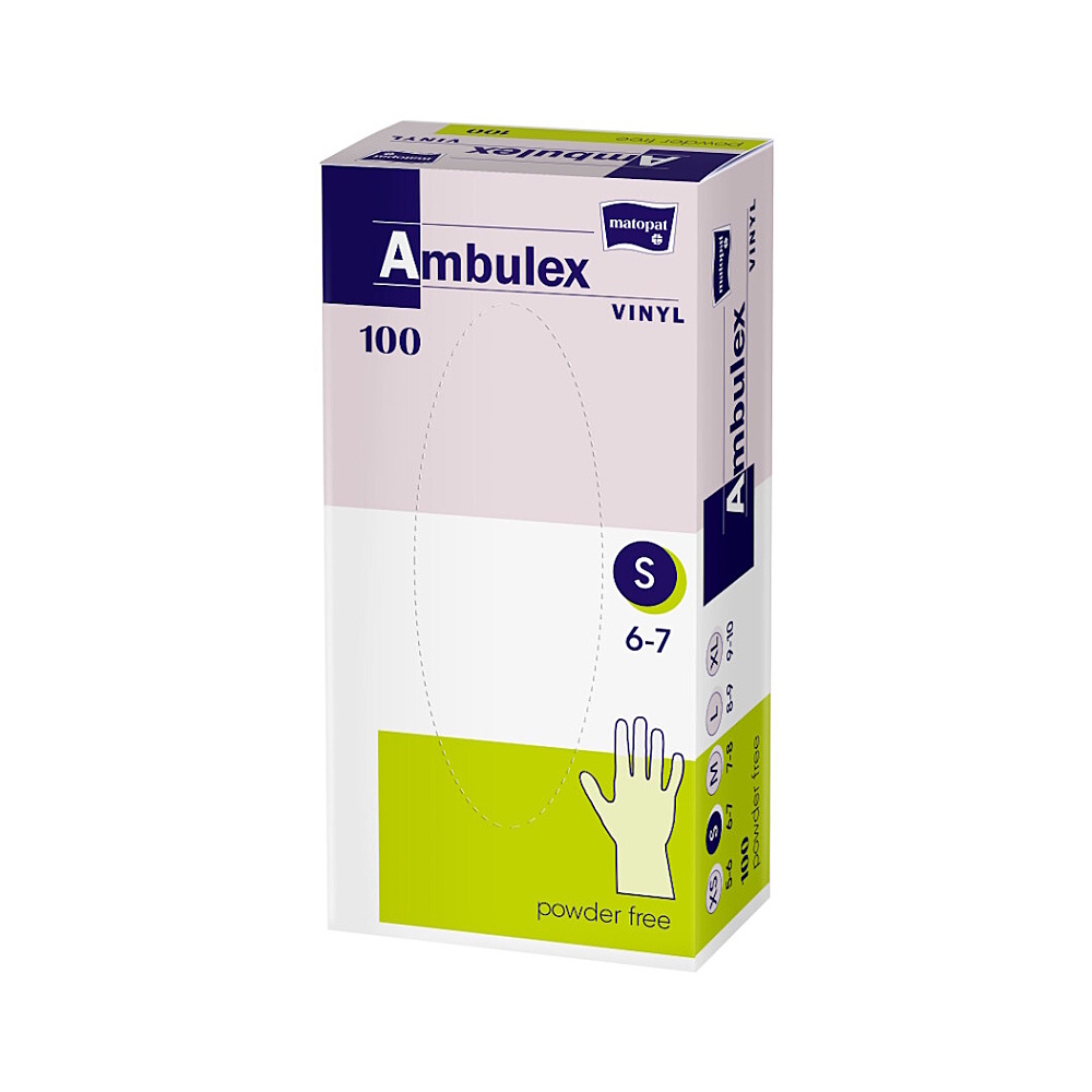 MATOPAT Ambulex Vinyl rukavice vinylové nepudrované S 100 kusov