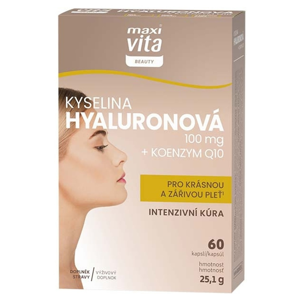 Maxi Vita Kyselina hyalurónová 100 mg + koenzým Q10 kapsuly pre krásnu pleť 60 cps kúpite na Mojalekaren.sk