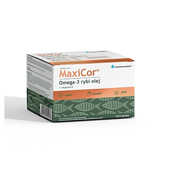 MAXICOR Omega 3 rybí olej + vitamín E 120 kapsúl, expirácie (Srdce, cholesterol) - Viaczložkové