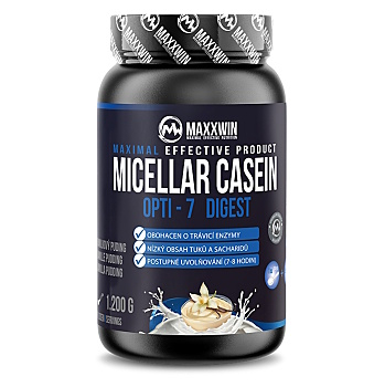 MAXXWIN Micelárny kazeín príchuť vanilkový puding 1200 g (Nočné proteíny)