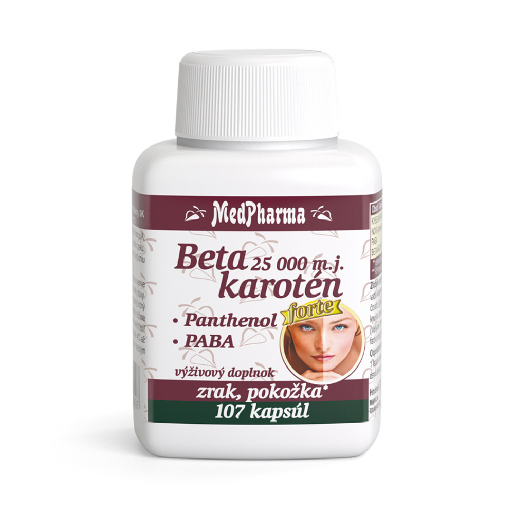 MedPharma Beta karoten 25 000 m.j. +Panthenol+PABA tobolky na udržovanie normálneho stavu vlasov, pokožky a slizníc 107 cps kúpite na Mojalekaren.sk