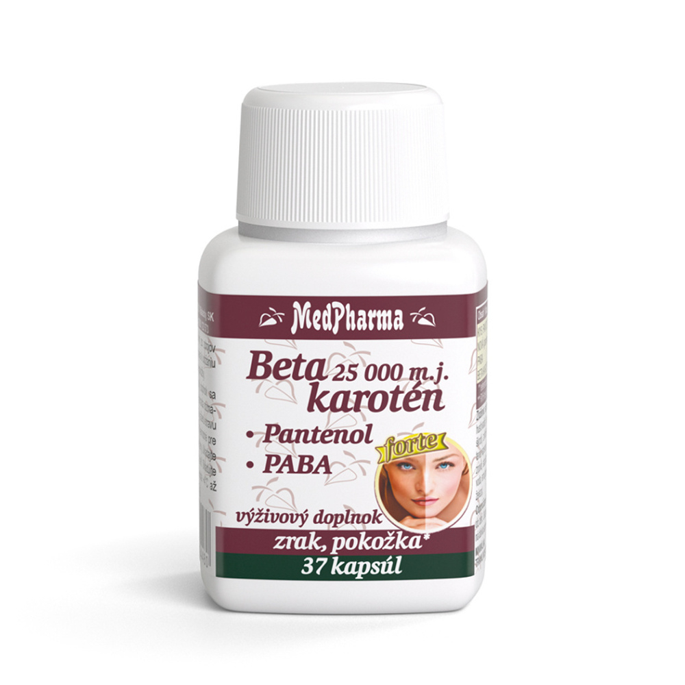 MedPharma Beta karoten 25 000 m.j. +Panthenol+PABA tobolky na udržovanie normálneho stavu vlasov, pokožky a slizníc 37 cps kúpite na Mojalekaren.sk