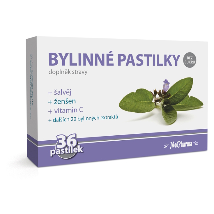 MEDPHARMA Bylinné pastilky bez cukru šalvia 36 ks