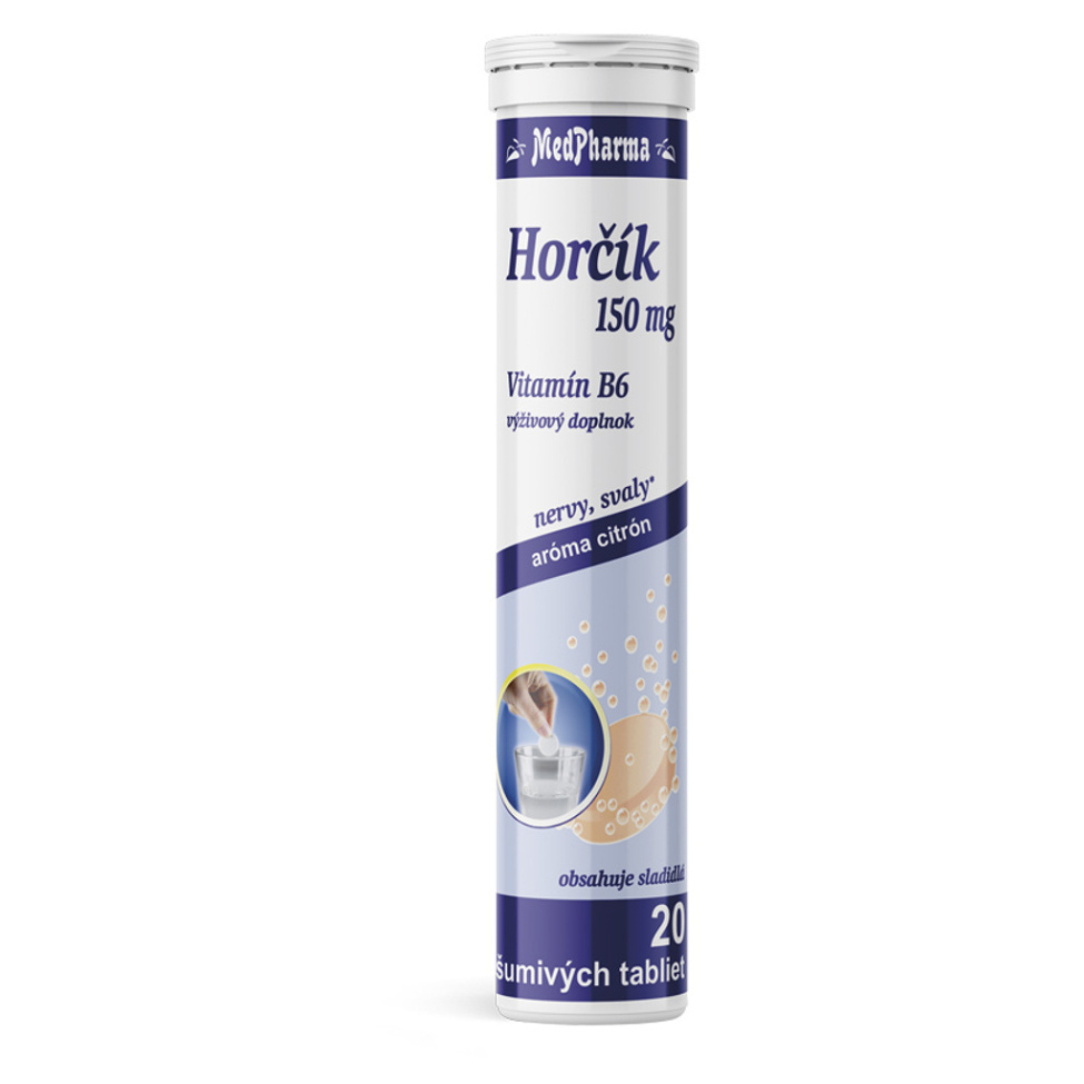 MedPharma Hořčík 150 mg + Vitamin B6 šumivé tablety pre normálnu činnosť nervovej sústavy 20 tbl kúpite na Mojalekaren.sk
