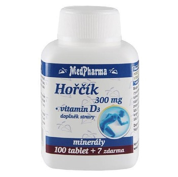 MEDPHARMA Horčík 300 mg + vitamín D3 107 tabliet