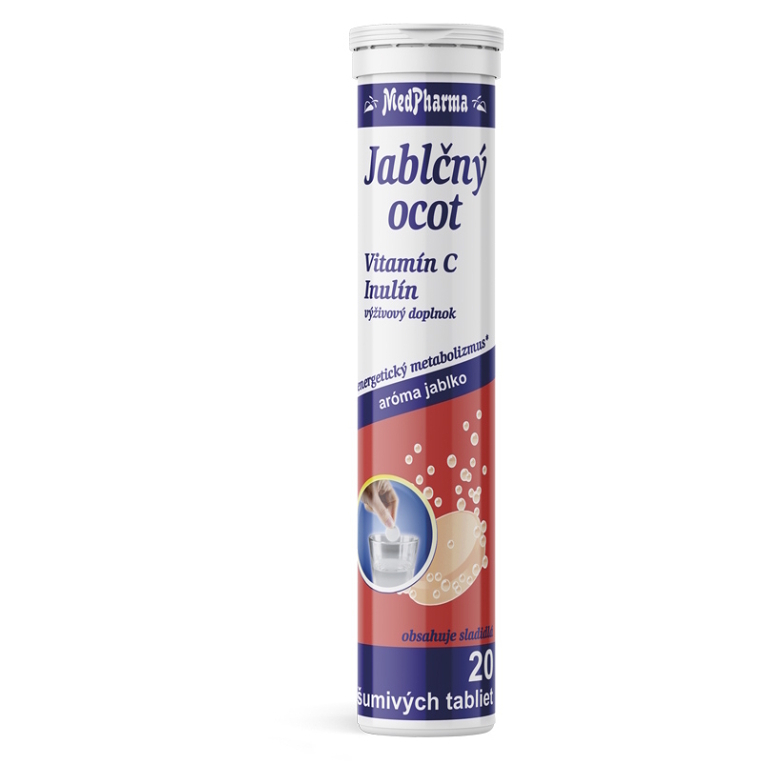 MEDPHARMA Jablčný ocot + vitamín C + inulín 20 šumivých tabliet