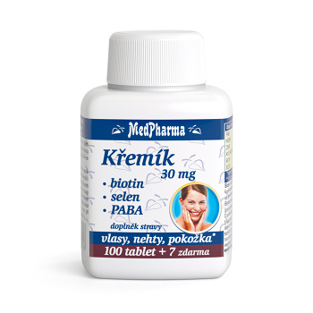 MEDPHARMA Kremík 30 mg + Biotín + PABA 107 tabliet (Kremík) - Prírodné