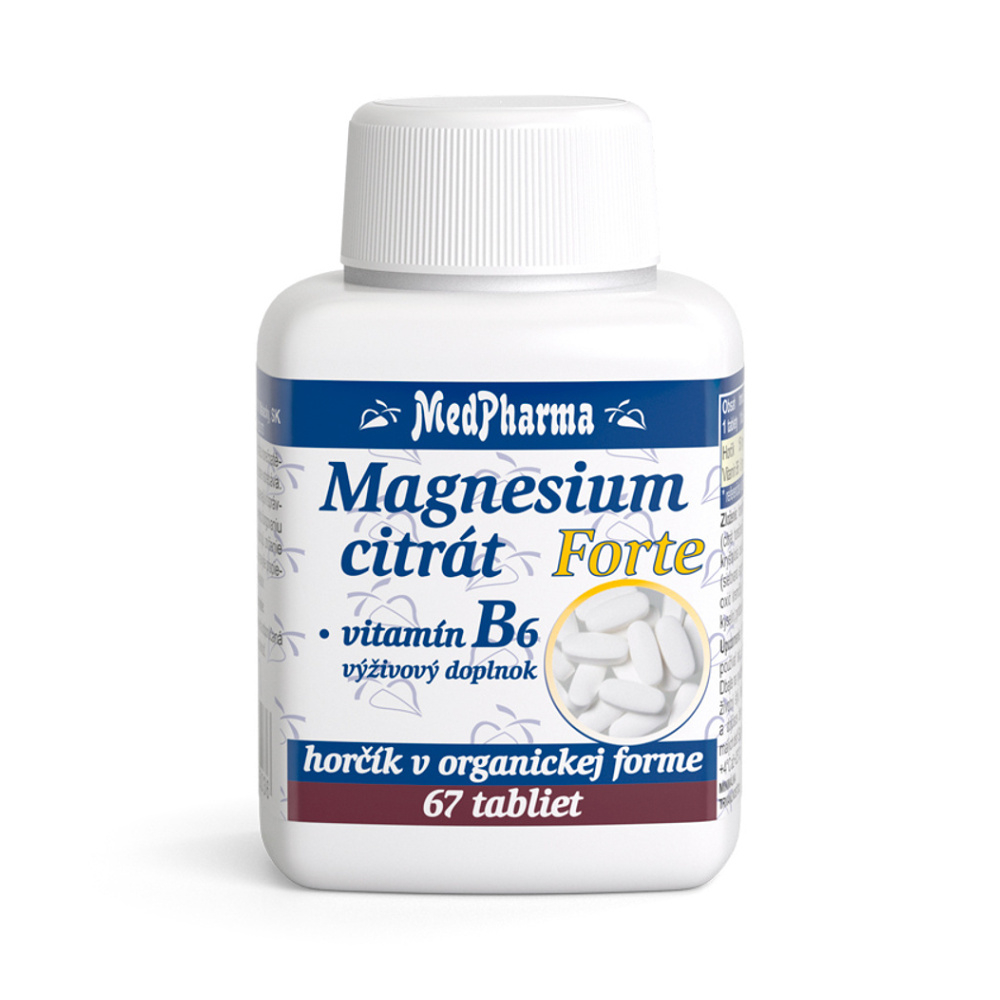 MedPharma Magnesium citrát Forte B6 tablety pre normálnu činnosť nervovej sústavy 67 tbl kúpite na Mojalekaren.sk