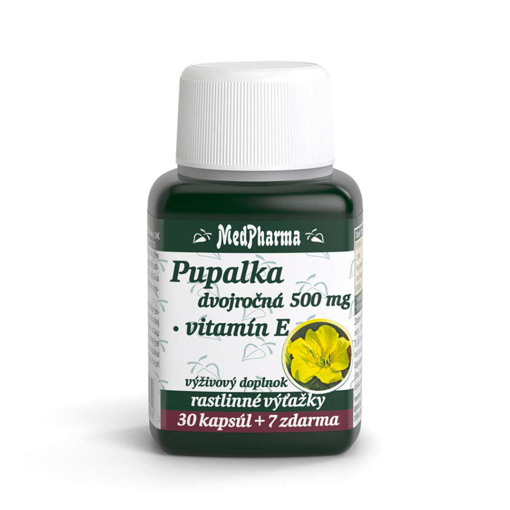 E-shop MEDPHARMA Pupalka dvojročná 500 mg + vitamín E 37 kapsúl