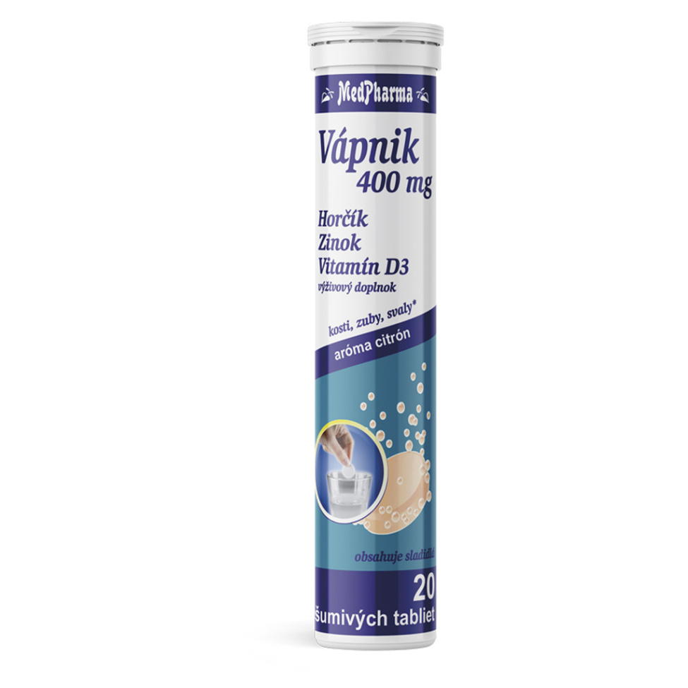 E-shop MEDPHARMA Vápnik 400 mg + horčík + zinok + vit.D3 20 šumivých tabliet