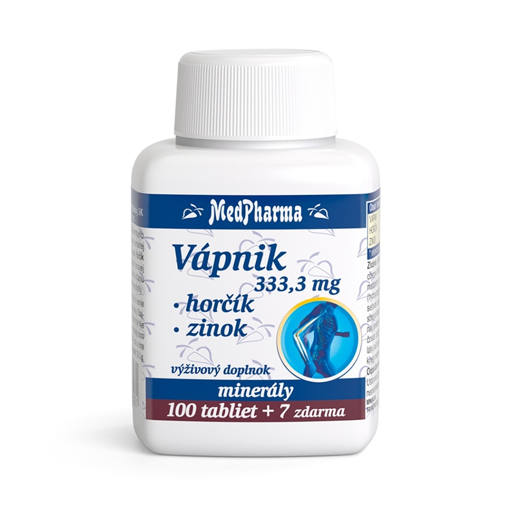 MedPharma Vápnik + horčík + zinok tablety pre vlasy, nechty, pokožku a normálny stav zubov 107 tbl kúpite na Mojalekaren.sk