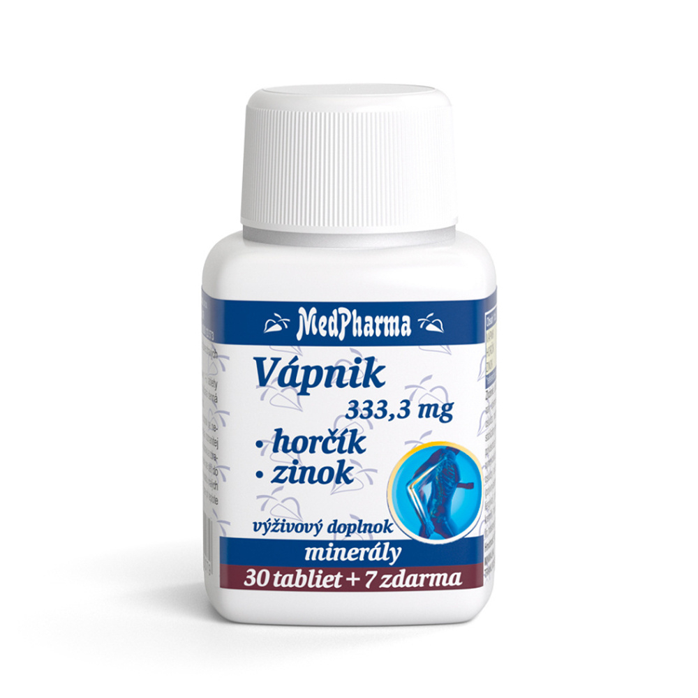MedPharma Vápnik + horčík + zinok tablety pre vlasy, nechty, pokožku a normálny stav zubov 37 tbl kúpite na Mojalekaren.sk