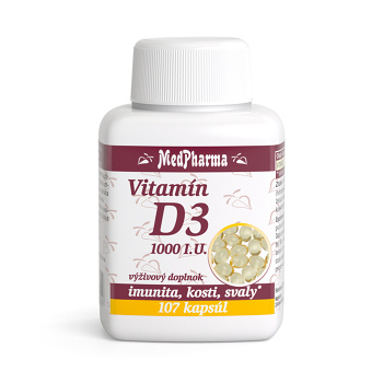 MEDPHARMA Vitamín D3 1000 I.U. 107 kapsúl (Vitamín D) - Jednozložkové