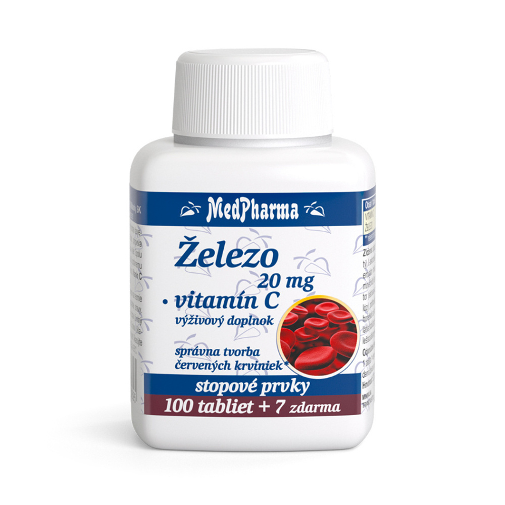 MedPharma Železo 20mg + vitamin C tablety pre normálnu tvorbu červených krviniek a hemoglobínu 107 tbl kúpite na Mojalekaren.sk