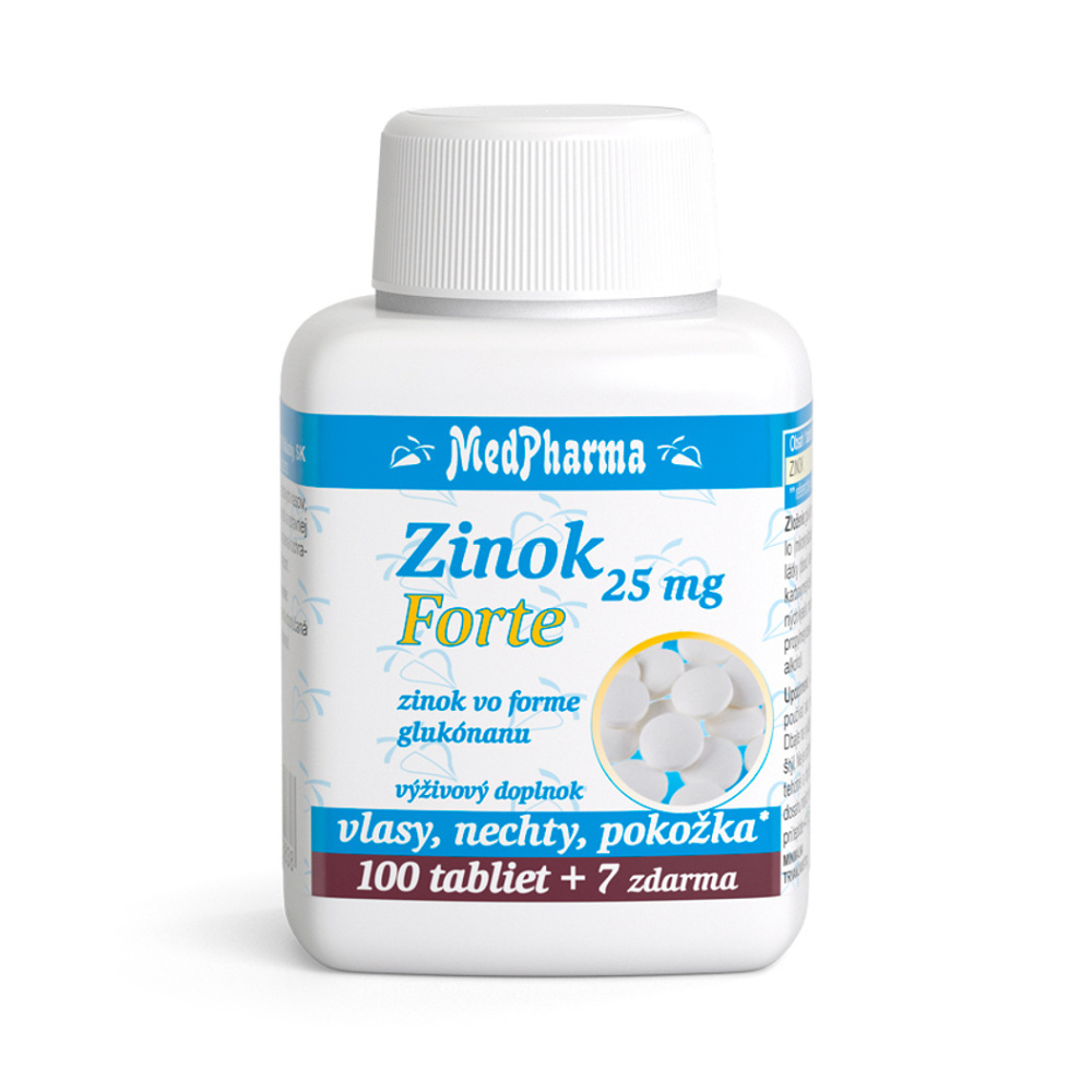 MedPharma Zinok 25mg Forte tablety pre vlasy, nechty a pokožku 107 tbl kúpite na Mojalekaren.sk