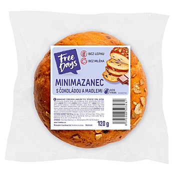 FREE DAYS Minimazanec s čokoládou a mandľami bez lepku 120 g (Čerstvé bezlepkové pečivo)