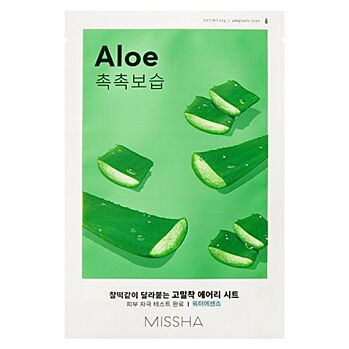 MISSHA Airy fit sheet maska ​​aloe plátienková maska ​​19 g (Korejské pleťové masky) - Hydratačný, Vyživujúce, Upokojujúci