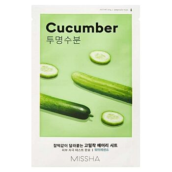MISSHA Airy fit sheet mask cucumber plátienková maska ​​19 g (Korejské pleťové masky) - Hydratačný, Rozjasňujúce, Upokojujúci