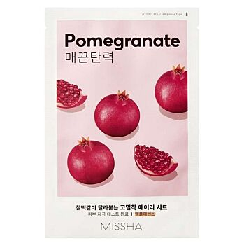 MISSHA Airy fit sheet maska ​​pomegranate plátienková maska ​​19 g (Korejské pleťové masky) - Hydratačný, Rozjasňujúce, Upokojujúci, Spevňujúce