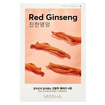 MISSHA Airy fit sheet maska ​​red ginseng plátienková maska ​​19 g (Korejské pleťové masky) - Omladzujúce, Hydratačný, Spevňujúce