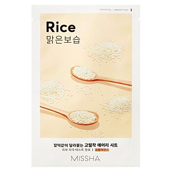 MISSHA Airy fit sheet mask ryže plátienková maska ​​19 g (Korejské pleťové masky) - Omladzujúce, Hydratačný, Rozjasňujúce, Upokojujúci, Spevňujúce