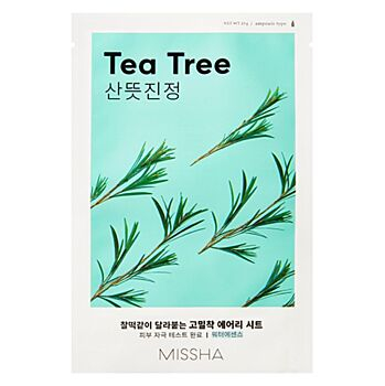 MISSHA Airy fit sheet mask tea tree plátienková maska ​​19 g (Korejské pleťové masky) - Hydratačný, Upokojujúci, Čistiace