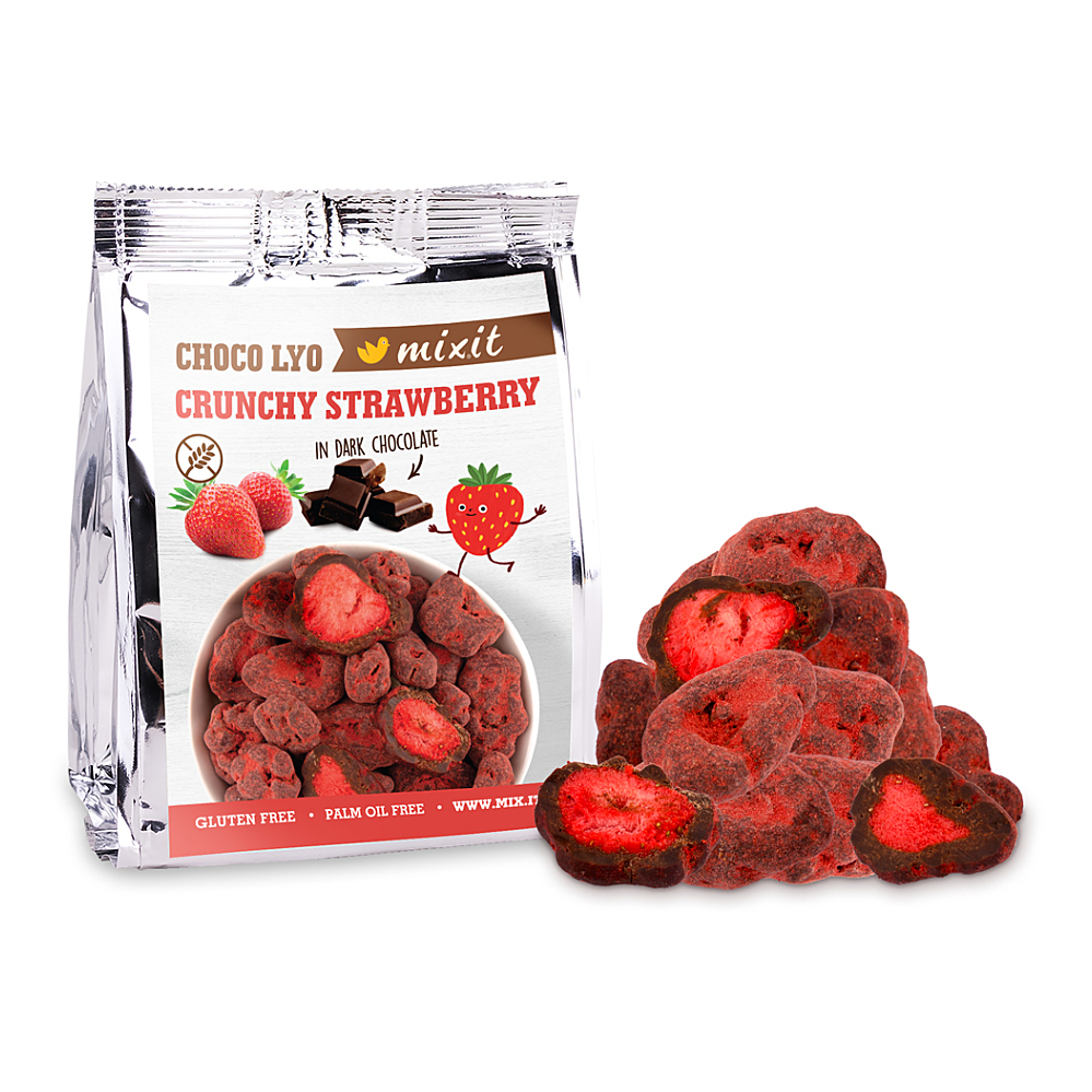 MIXIT Chrumkavé jahody v čokoláde do vrecka 60 g