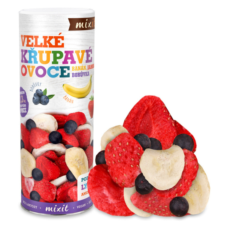 MIXIT Veľké chrumkavé ovocie banán, jahoda, čučoriedka 160 g