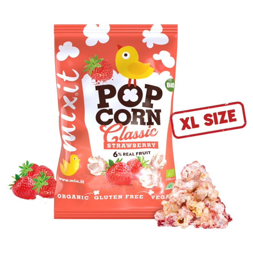 MIXIT Veľký BIO popcorn - Jahoda 75 g