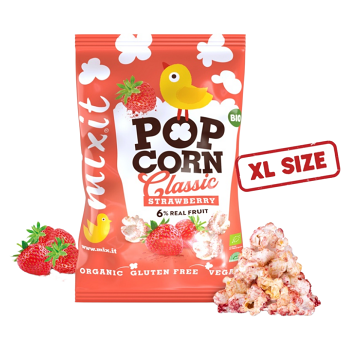 MIXIT Veľký popcorn jahoda BIO 75 g (Zdravé chrumky) - Sladké, BIO