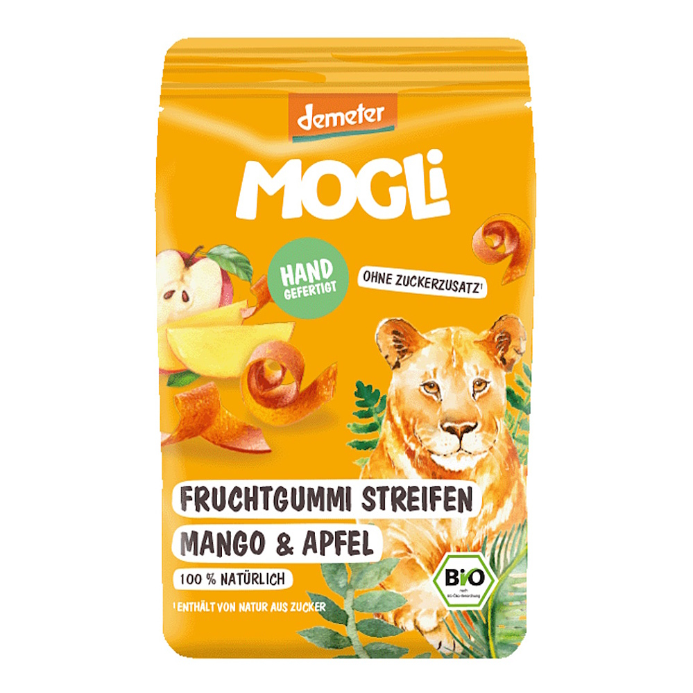 MOGLI Ovocné pásiky s psylliom mango a jablko BIO 25 g