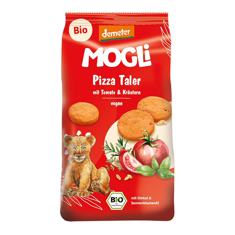 MOGLi bio pizza krekry s rajčaty a bylinkami 125 g s certifikací Demeter