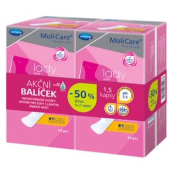 MOLICARE Premium lady pad 1,5 kvapky duopack 2 x 14 kusov (Vložky pri inkontinencii)