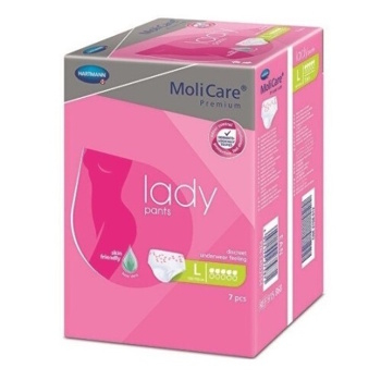 MOLICARE Premium lady pants 5 kvapiek veľkosť L 7 kusov (Inkontinenčné nohavičky naťahovacie)