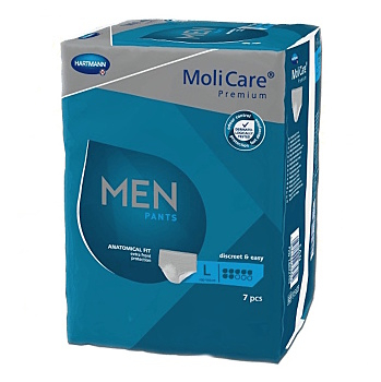 MOLICARE Premium men pants 7 kvapiek veľkosť L 7 kusov (Inkontinenčné nohavičky naťahovacie)