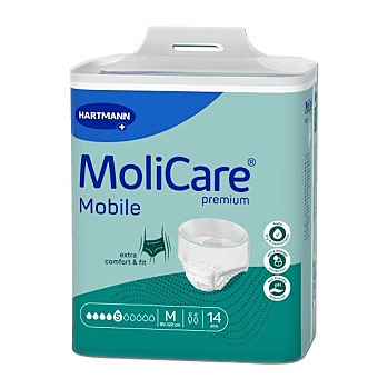 MOLICARE MOBILE Inkontinenčné nohavičky 5 kvapiek veľkosť M 14 kusov (Inkontinenčné nohavičky naťahovacie)