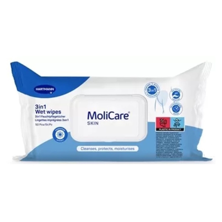 MoliCare SKIN Wet wipes 3v1 vlhčené obrúsky s harmančekovým extraktom 50 ks