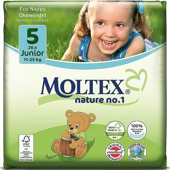 MOLTEX Nature No.1 Junior 11-25kg  26 ks, poškodený obal