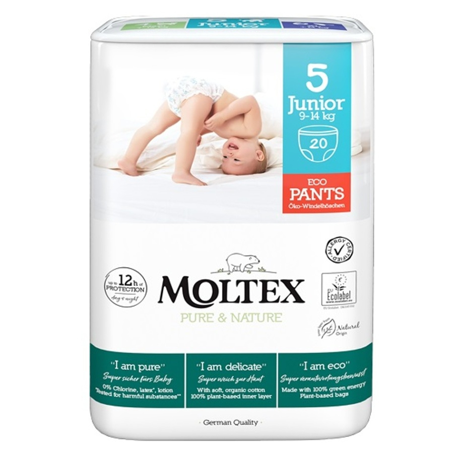 MOLTEX Pure&Nature Nohavičky plienkové jednorazové 5 Junior (9-14 kg) 20 ks