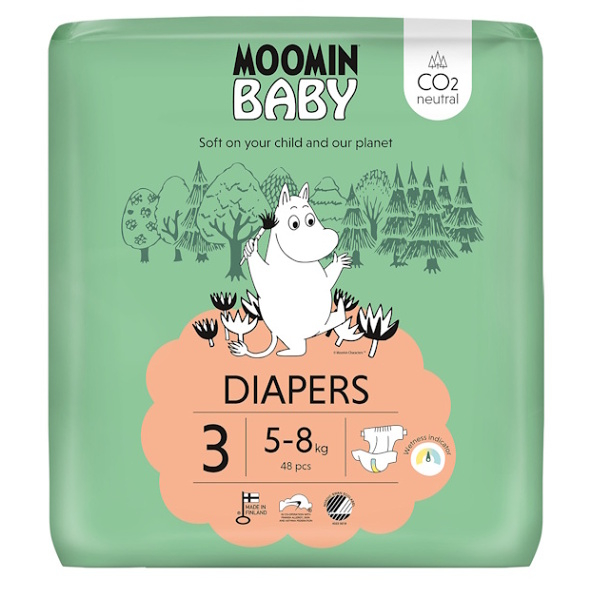 MOOMIN BABY 3 Midi 5–8 kg, eko plienky, 48 ks