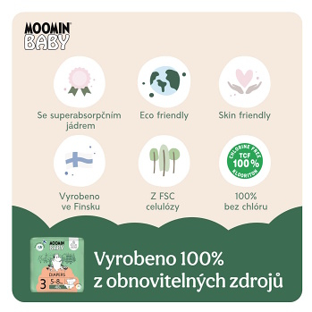 MOOMIN BABY 3 Eko plienky midi 5–8 kg 48 kusov (Plienky 3 (4 - 10 kg)) - Ekologické - obrázok 4/4